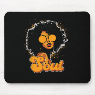 70s Funk Afro Women Soul Retro Vintage Style Black Mouse Pad