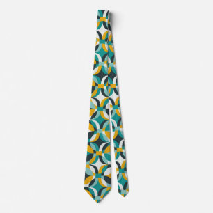 70s geometric circle shapes colourful blue retro tie