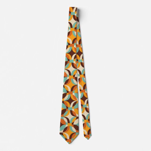 70s geometric circle shapes colourful retro tie (Front)