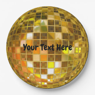 70s Gold Disco Ball 9" Paper Plate