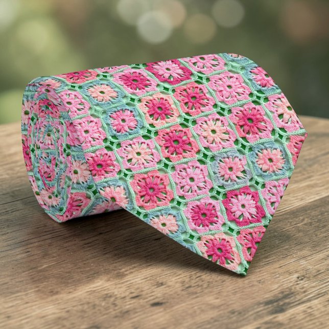 70s Granny Square Crochet Necktie (Creator Uploaded)