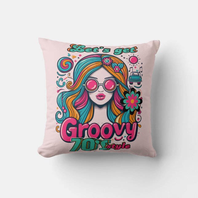 70s Groovy Boogie Retro Disco Birthday Decor Cushion (Front)