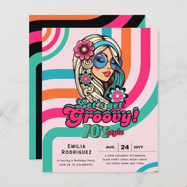 70s Groovy Boogie Retro Disco Birthday Party (Front/Back)