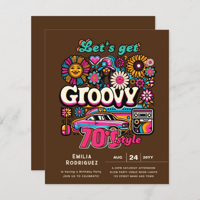 70s Groovy Boogie Retro Disco Birthday Party (Front/Back)