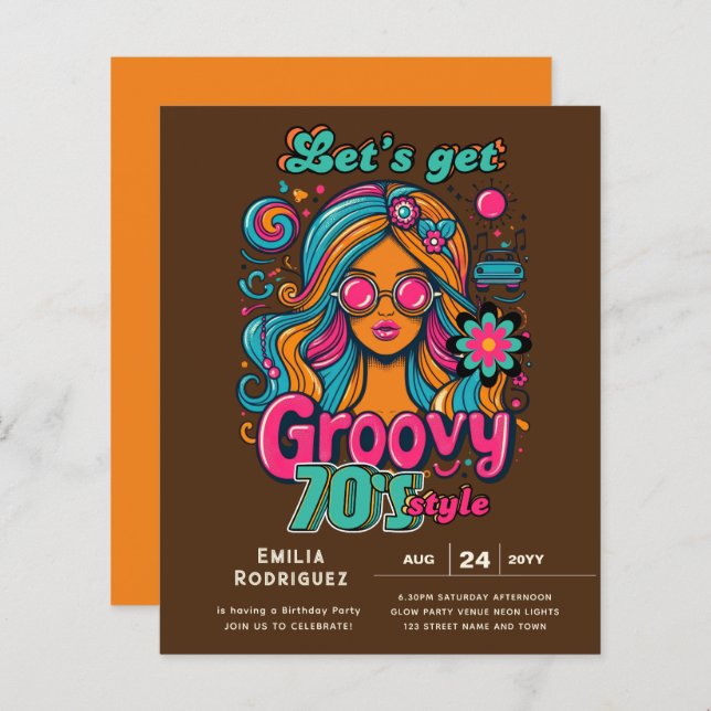 70s Groovy Boogie Retro Disco Birthday Party (Front/Back)