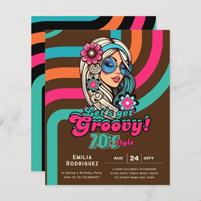 70s Groovy Boogie Retro Disco Birthday Party (Front/Back)