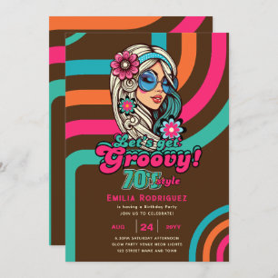 70s Groovy Boogie Retro Disco Birthday Party Invitation
