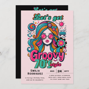 70s Groovy Boogie Retro Disco Birthday Party Invitation
