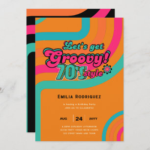 70s Groovy Boogie Retro Disco Birthday Party Invitation