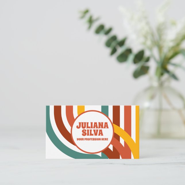 70's Groovy Element Lined with QR Business Card (Standing Front)