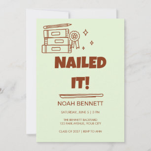 70s Groovy Nailed It Graduation Party Invitation