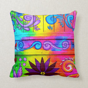 70's groovy psychedelic colours pillow