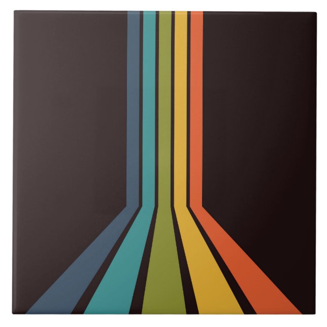 70s Groovy Retro Colourful Pattern Ceramic Tile (Front)
