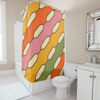 70s Groovy Retro Colourful Pattern Shower Curtain