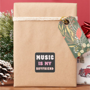 70s Groovy Typography – Music Is My Boyfriend Square Sticker