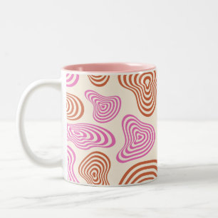 70s Groovy Wavy Liquid Aesthetic Two-Tone Coffee Mug