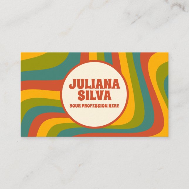 70's Groovy with QR Business Card (Front)