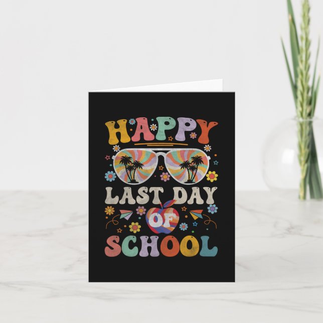70s Happy Last Day Of School Groovy Teacher Boys G Card (Front)