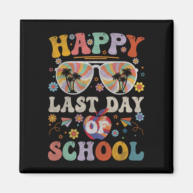 70s Happy Last Day Of School Groovy Teacher Boys G Magnet (Front)