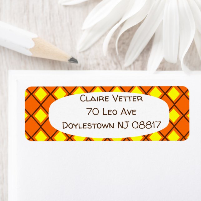 70s Harlequin  Return Address Label (Insitu)