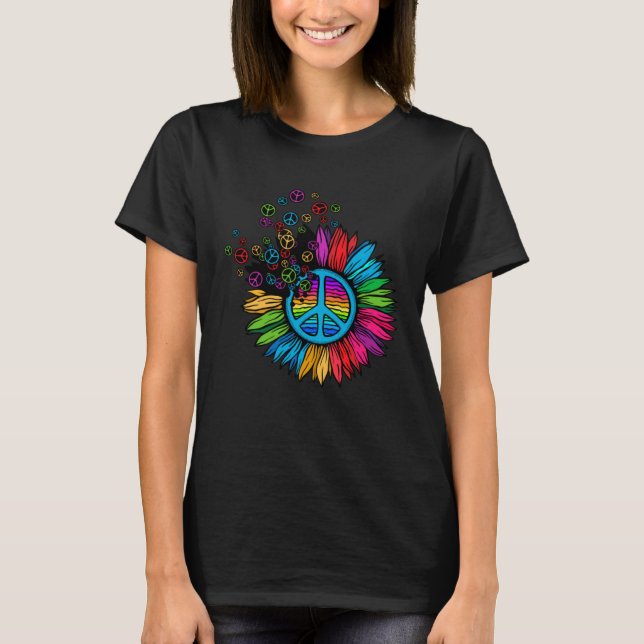 70s Hippie Costume Sunflower Peace T-Shirt (Front)