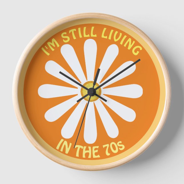 70s hippy daisy Pocket Watch Clock (Front)