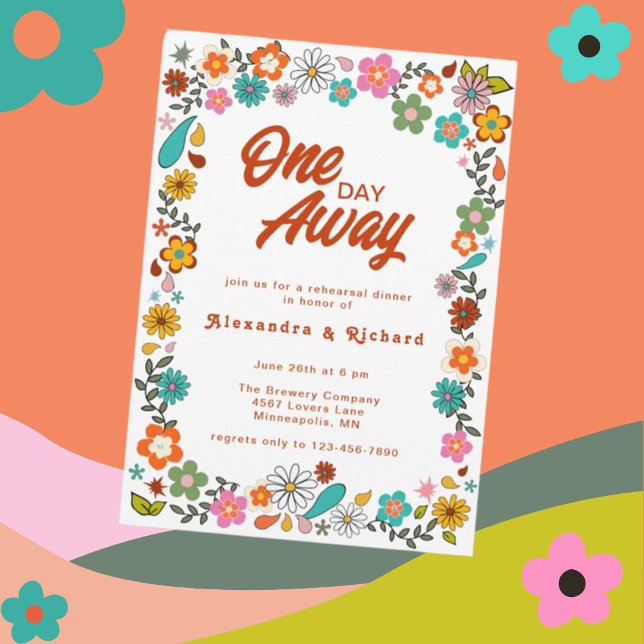 70's inspired floral Rehearsal Dinner Invitation (Creator Uploaded)