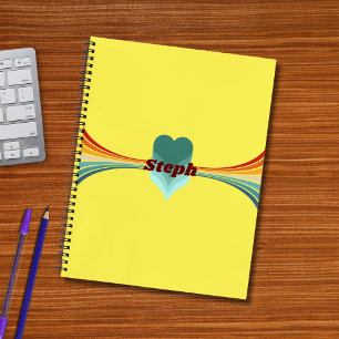 70s Inspired Retro Rainbow Stripes Yellow Notebook