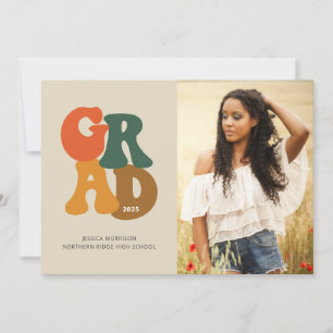 70s-Inspired Typography Photo Graduation Party Invitation