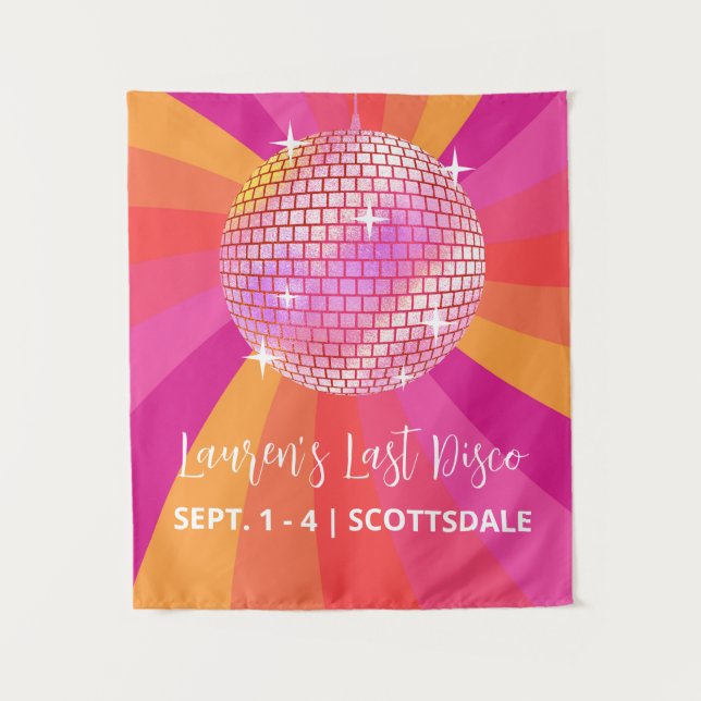 70s Last Disco Bachelorette Party Backdrop, SARA Tapestry (Front)