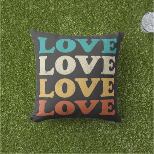 70s Love Retro Distressed Repeat Type Cushion