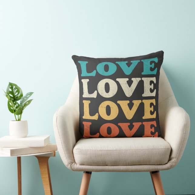 70s Love Retro Distressed Repeat Type Cushion (Chair)