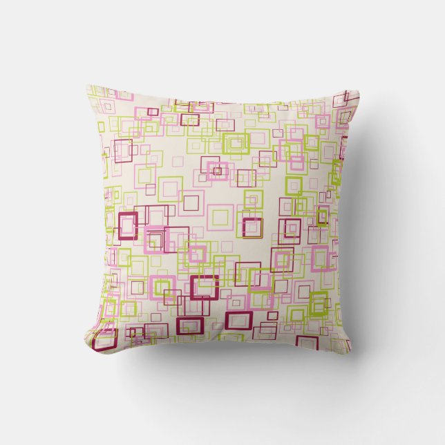 70's Mid Century Modern Geometric Squares Pattern  Cushion (Front)