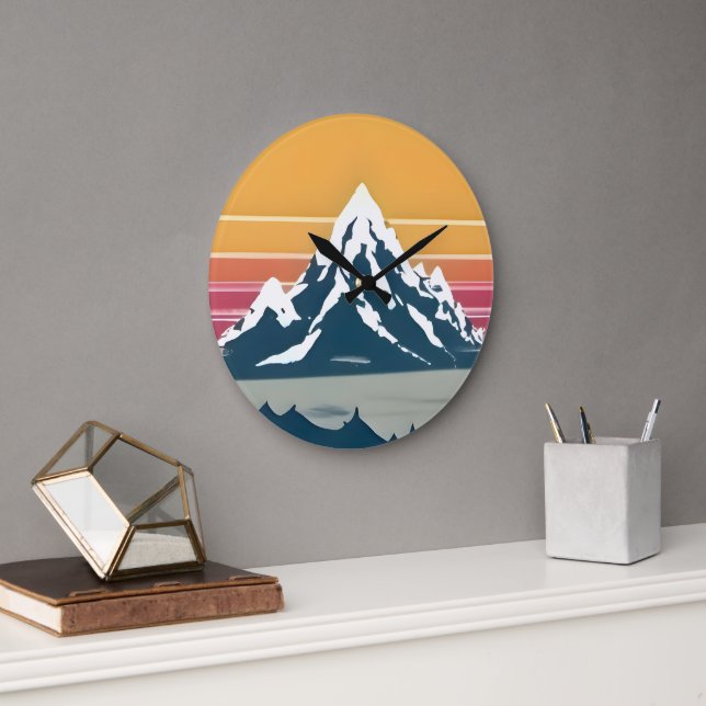 70s Mountain Sunset Wall Clock (Office)