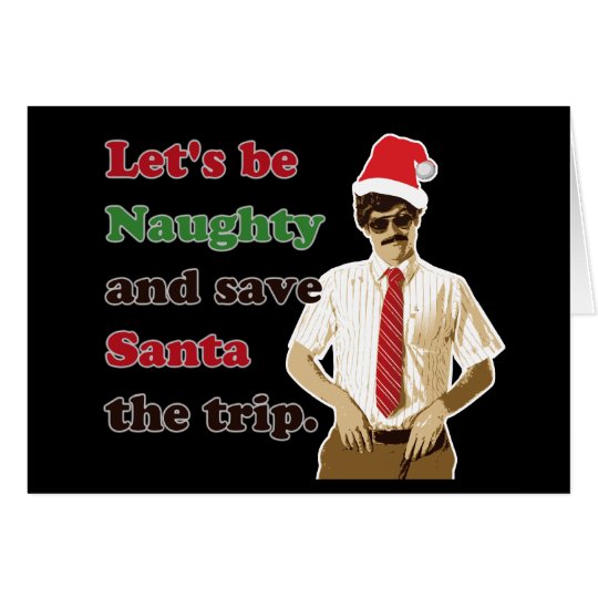 70's Moustache Santa Man - Christmas Card