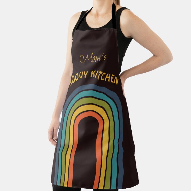 70s Orange Brown Teal Pattern Custom Apron (Insitu)