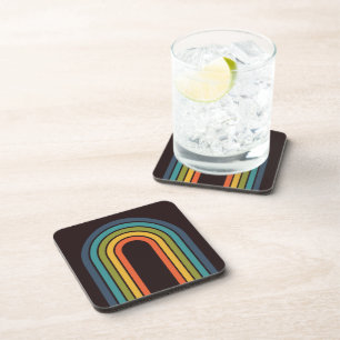 70s Orange Brown Teal Pattern Custom Kitchen Coaster