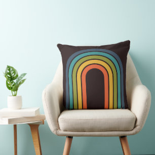 70s Orange Brown Teal Pattern Custom Kitchen Cushion