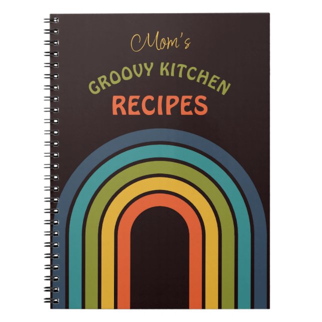 70s Orange Brown Teal Pattern Custom Notebook (Front)