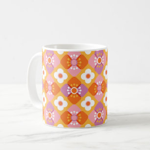 70s orange flowers coffee mug