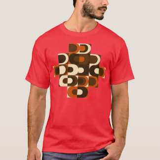 70s Pattern Retro Inustrial in Orange and Dark Bro T-Shirt