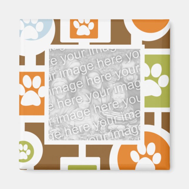 70's Paw Print Pattern Photo Magnets (Front)