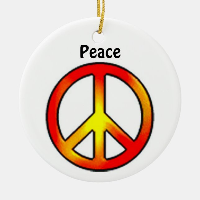 70's Peace Sign Ceramic Tree Decoration (Front)