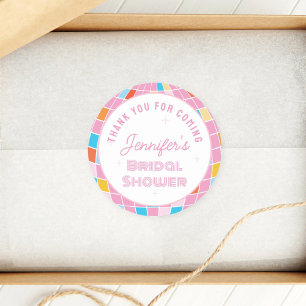 70s Pink Disco Bridal Shower Thank You For Coming Classic Round Sticker