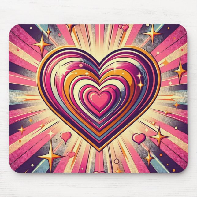 70s pop art heart/Valentines  Mouse Pad (Front)