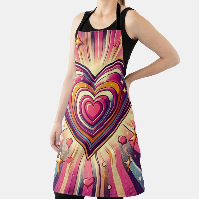 70s pop art heart/Valentine's  Mug Apron (Insitu)