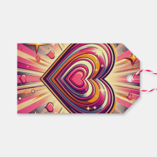 70s pop art heart/Valentine's  Mug Gift Tags