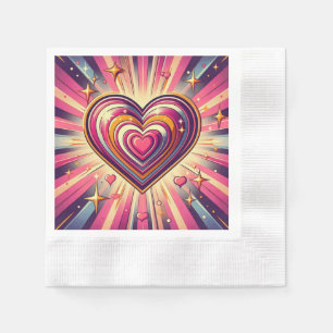 70s pop art heart/Valentines Napkin