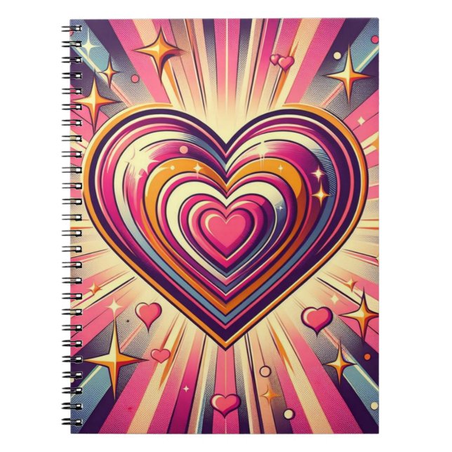 70s pop art heart/Valentines  Notebook (Front)