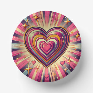 70s pop art heart/Valentines Paper Plate